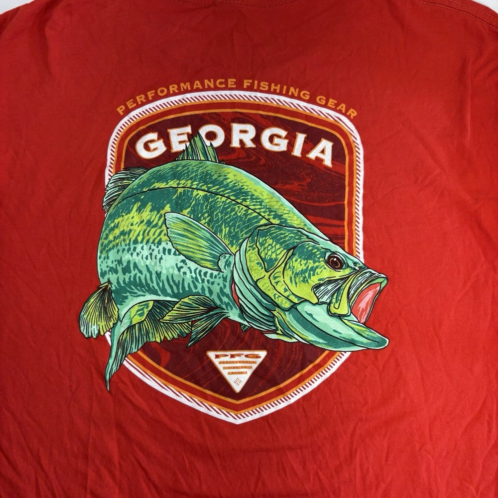 Columbia PFG Men's XXL Red Short Sleeve Graphic Georgia Fish Crew Neck Cotton T